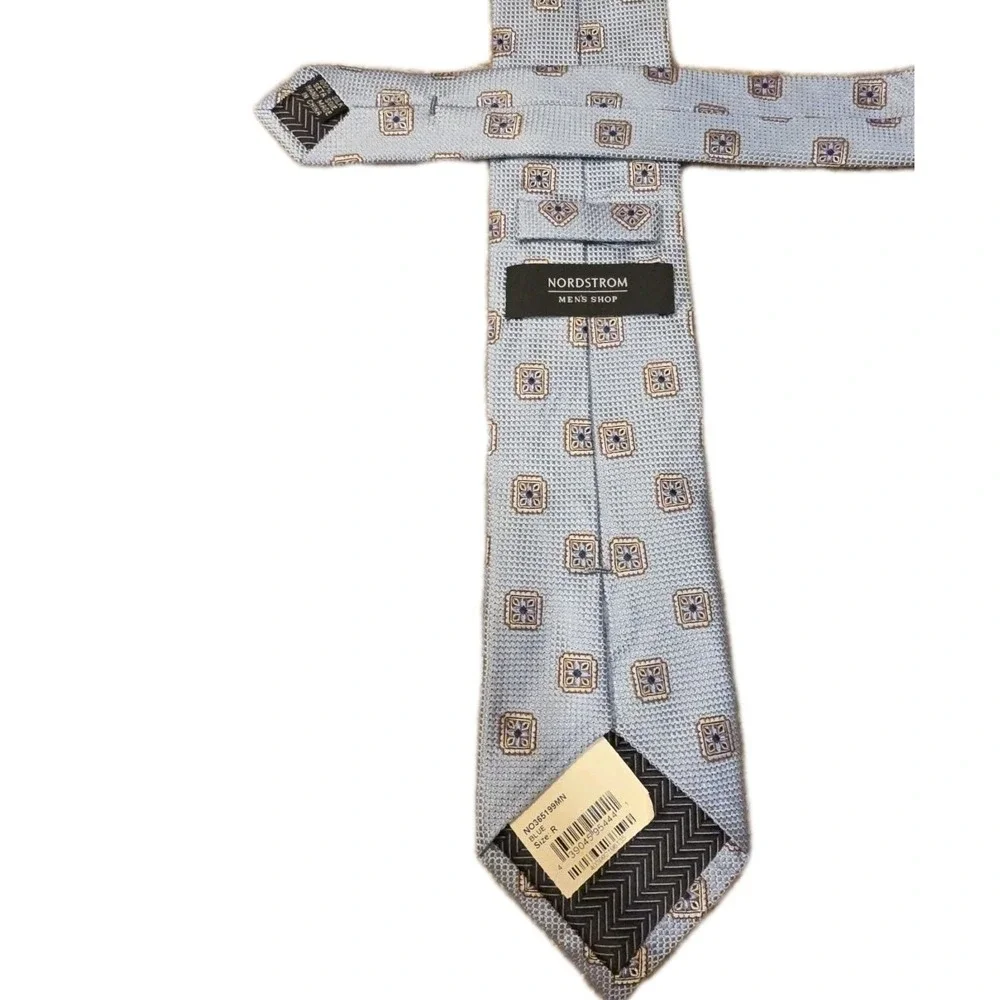 Nordstrom‎ Men's Shop Geometric Blue GOLD BLACK Men's Tie Woven Classic
